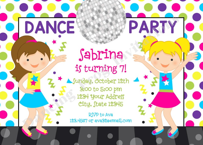 Dance Party Birthday Invitation Printed Dance Party Etsy