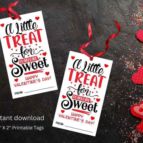 INSTANT DOWNLOAD Valentine's Day Tag, Printable Valentine's Day Tag, A Little Treat for Someone Sweet