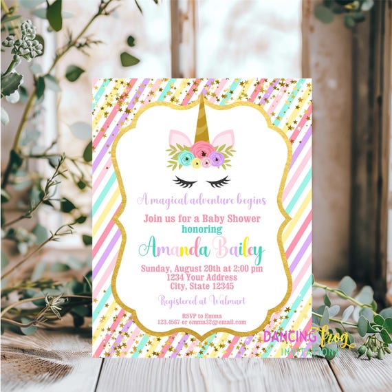 unicorn birthday unicorn baby shower invitations walmart Printed Unicorn Baby Shower Invitations, Unicorn Face, Unicorn  Shower, Invitation, Envelopes Included