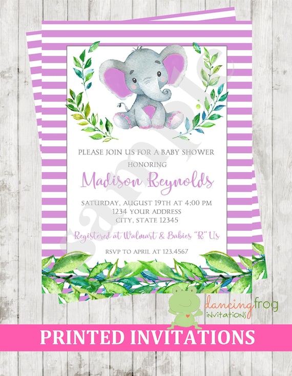 Custom Printed Lavender, Purple, Watercolor Elephant