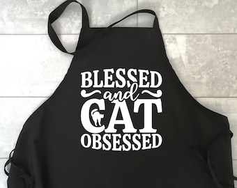 Cat Apron, Cooking, Baking, Funny Cat Apron, Kitchen, Christmas Gift, Gifts, Women, Cat lover gift, Apron Gift - FREE FAST SHIPPING