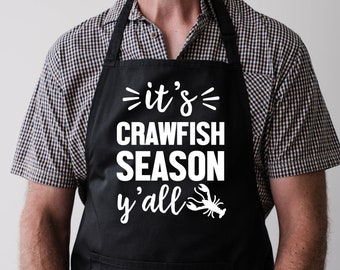 Crawfish Season Apron, It's Crawfish Season Y'all, Christmas Gift, Gifts, Men, Gift for Dad, Personalized Gift, Apron Gift -FREE SHIPPING