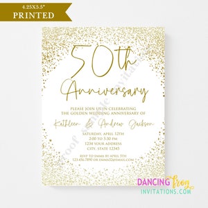 PRINTED 4.25X5.5 50th Wedding Anniversary Invitation Golden Anniversary Anniversary Invitation white/kraft envelope included image 3