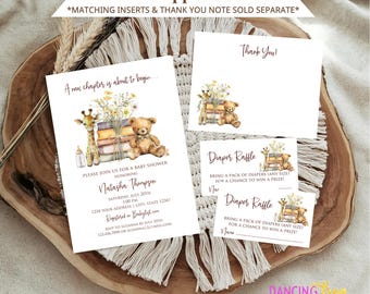 PRINTED 5X7, A new chapter is about to begin, Baby Shower Invitation, Story book, Baby Shower, Book Baby Shower, envelope included