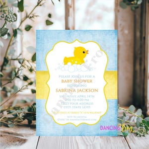 Printed 4.25X5.5&quot;, Rubber Duck Baby Shower, Rubber Duckie, Ducky Baby Shower Invitations, envelopes included