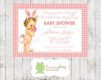 Vintage, Antique Easter Baby Shower Invitation - Printed Vintage Baby Shower Invitation by Dancing Frog Invitations