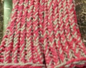 Pink and grey chunky knit arm warmers