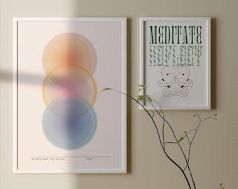 Gradient Print, Aura Print Set van 2, Esthetische Wall Art, Gradient Poster Art, Spirituele Art Print, Afdrukbare Wall Art