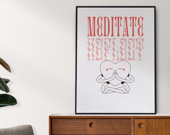 Mindfulness Poster, Retro Wall Art, Printable Wall Art, Digital Download Print, Wall Decor, Large Printable Art, Downloadable Prints