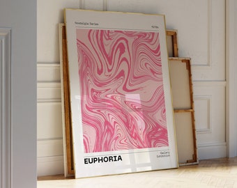 Euphoria Poster, Pink Swirl Art Print, Trendy Dorm Decor