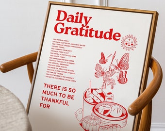 70s Retro Wall Art: Daily Gratitude Print (Digital Download)