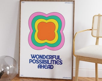 60s Retro Flower Print, Trendy Dorm Decor (Digital Download)