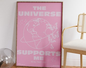 Pink Retro Poster, Retro Quote Print, Dorm Room Decor, Digital Download Print, Aesthetic Wall Decor, Large Printable Art, Downloadable Print