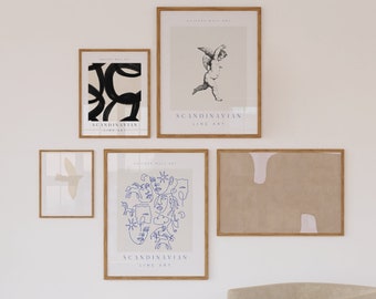 Scandi Gallery Wall Art Set: Boho Abstrakte Drucke (Digitaler Download)