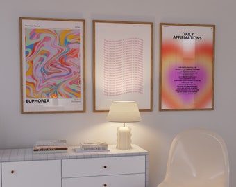 Trendige Wandkunst, Aura Poster, Retro Gradient Poster, Affirmation Poster, Retro Aura Gradient, ästhetisches Raumdekor, psychedelisches Wohndekor
