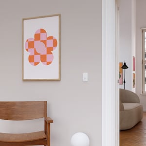 Karierte Blumen Print, trendige Wandkunst, ästhetisches Poster, 70er Jahre Wandkunst, druckbare Wandkunst, 70er Jahre Wohndekor, Digitaldruck, Selfhealjourney