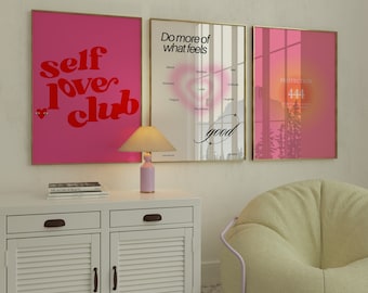 Aesthetic Room Decor, Retro Wall Art, Trendy Wall Art, 70s Wall Art, Self Love Club, Self Love Wall Art, Psychedelic Home Decor, Printable