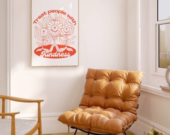 70s Retro Wall Art: Treat People With Kindness Print (Digital Download)