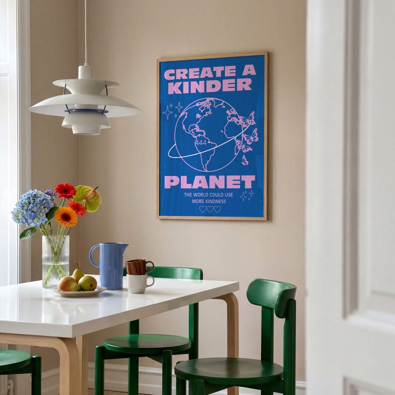 70s Colorful Retro Wall Art: Create a Kinder Planet Print (digital ...