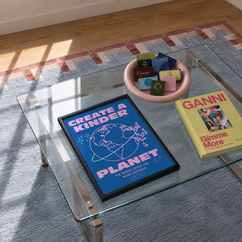 70s Colorful Retro Wall Art: Create a Kinder Planet Print (digital ...