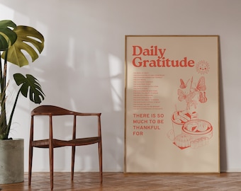 70s Retro Wall Art: Daily Gratitude Print (Digital Download)