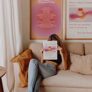 Aura Poster, Trendy Wall Art, Retro Gradient Poster, Affirmation Poster, Retro Aura Gradient, Aesthetic Room Decor, Set of 2