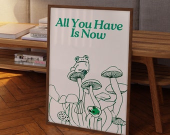 Green Retro Poster, Retro Quote Print, Frog Gifts, Aesthetic Posters, Dorm Decor, Digital Download Print, Wall Decor, Large Printable Art