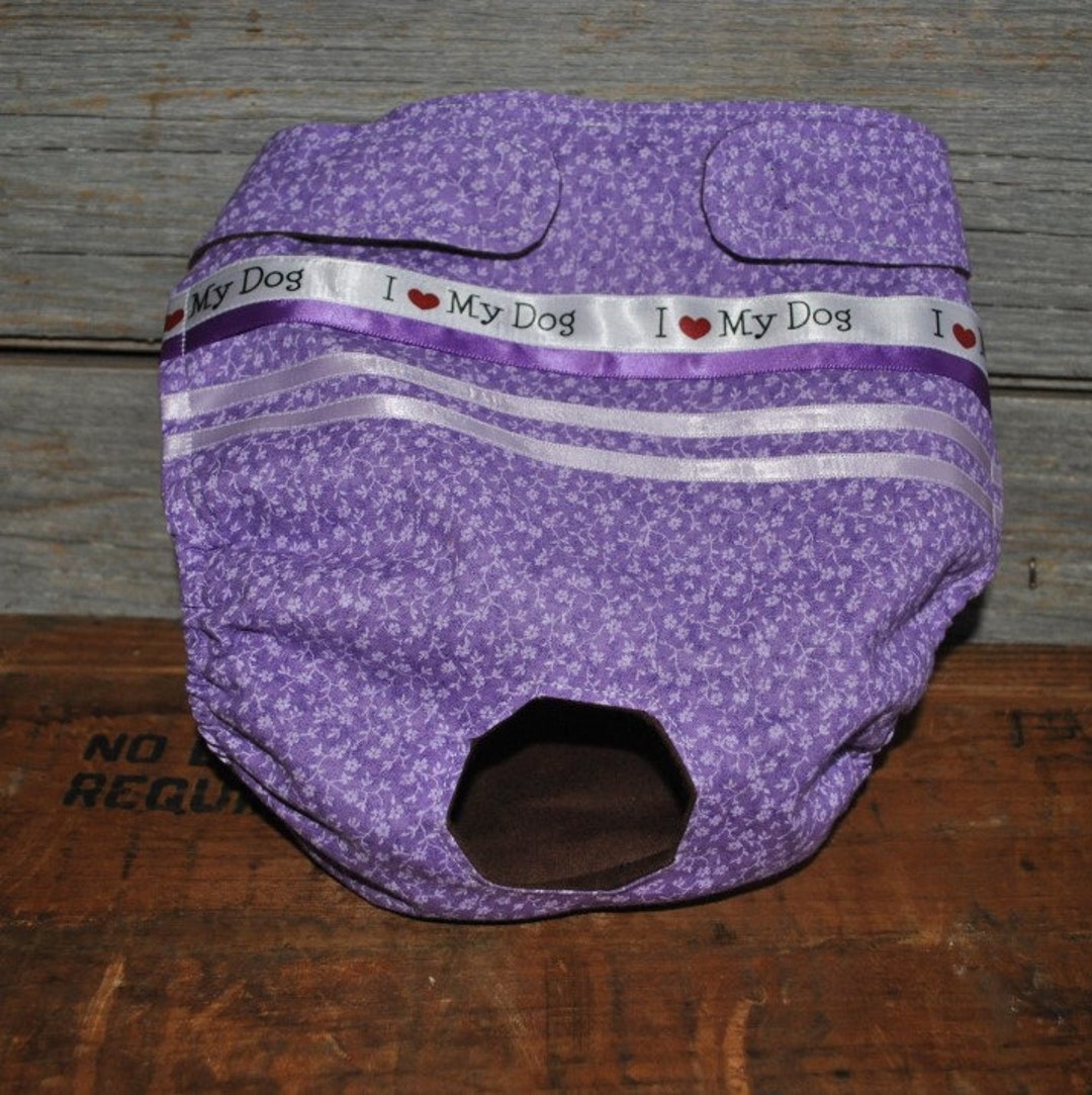 Dog Diaper. Dog in Season Diaper. Dog Panty. Purple Vintage Etsy