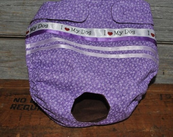 Dog diaper. Dog in season diaper. Dog panty. Purple Vintage  Floral. Large.