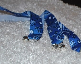 Dog Training Bells. House Training Bells. Blue Bandanna Dog Training Bells.