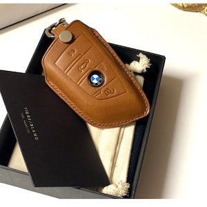 BMW Handmade Leather Key Cover For 2014-2025 BMW 2,3,5,6,7,M Series X1,X3,X4,X5,X6,X7 4-Button