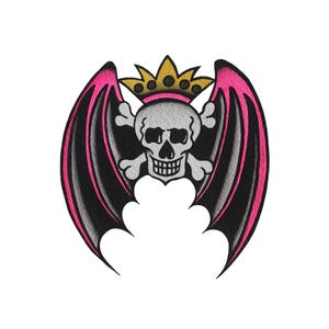 Traditional tattoo art painting print winged skull crown