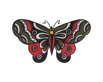 Traditional tattoo art painting print butterfly