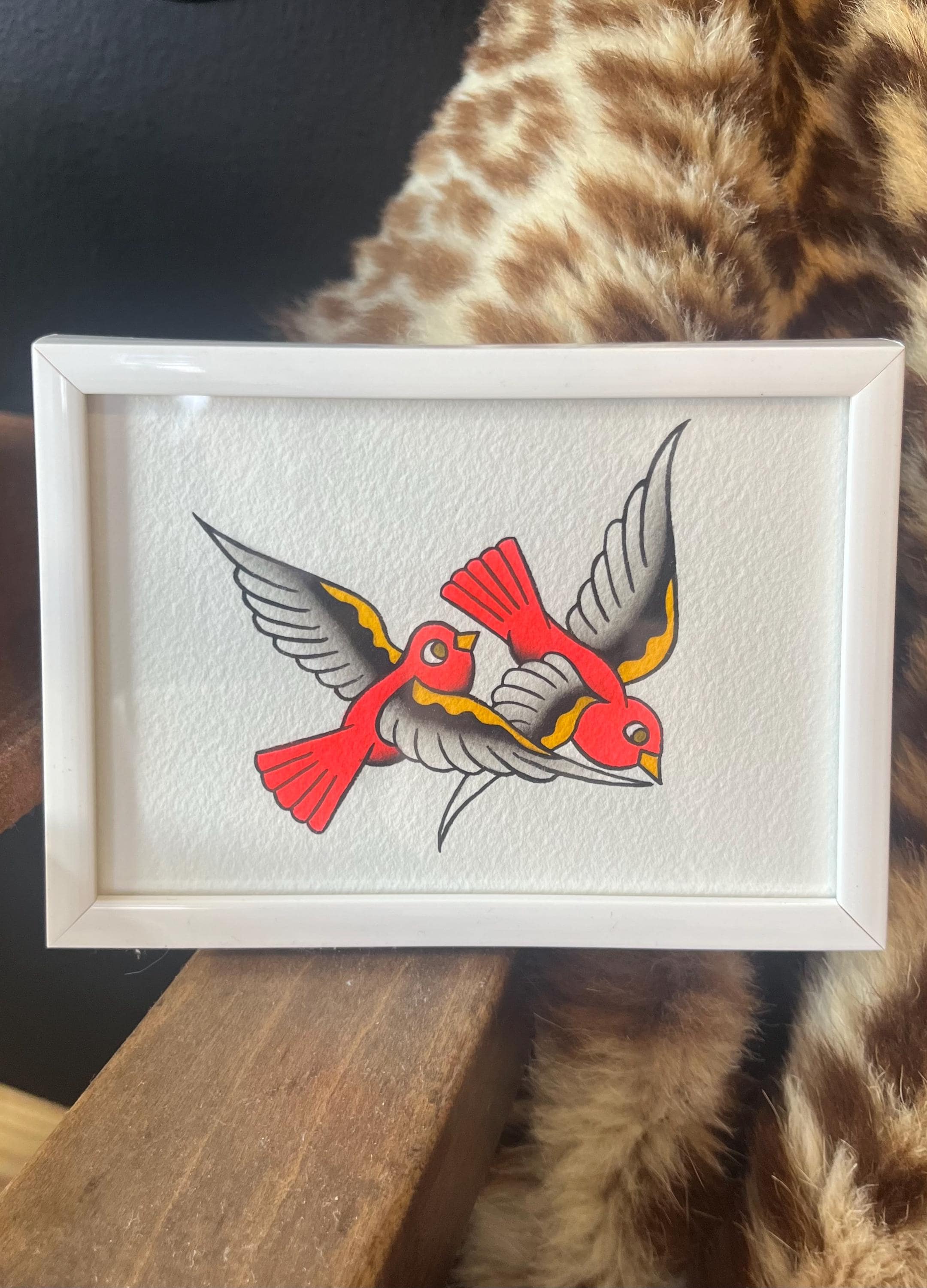 Mini Sailor Jerry Sparrow Swallow Birds Flash Painting Tattoo