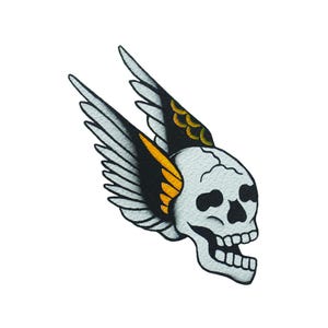 Traditional tattoo art painting print winged skull