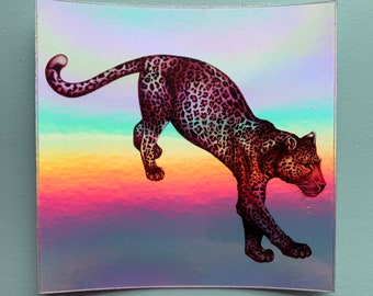 Holographic Leopard Drawing Sticker