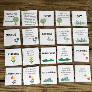 Frucht des Geistes Karteikarten für Kinder - Christliche Aktivitätskarten, Bibel-Lernwerkzeug, Glaubensbasiertes Geschenk für Kinder