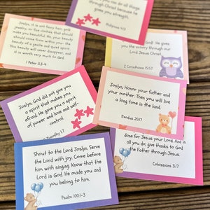 Schede di memoria delle Scritture personalizzate per bambini Schede di memoria delle Scritture della Bibbia per bambini