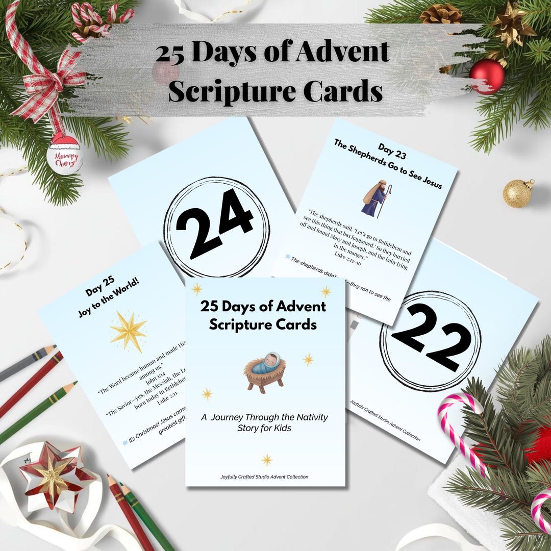 Kids' Nativity Story Advent – 25 Days of Scripture Cards (digital ...