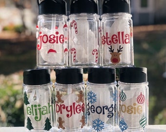 Personalized Kids Christmas Water Bottle: Holiday Tumbler, Stocking Stuffer