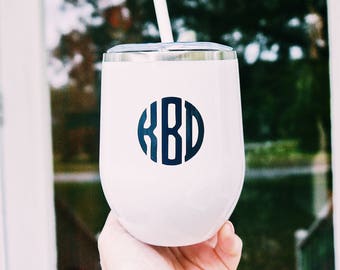 Monogrammed Wine Tumbler // Personalized Wine Tumbler