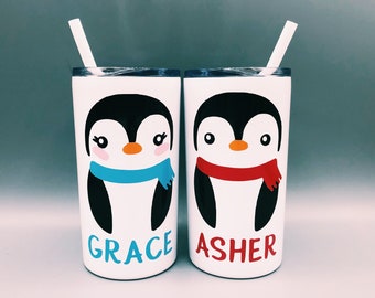 Kubki dla dzieci Penguin / Kubki dla dzieci na Boże Narodzenie / Personalizowane kubki świąteczne / Kubek Penguin / Kubek świąteczny dla dzieci / Kubek Penguin
