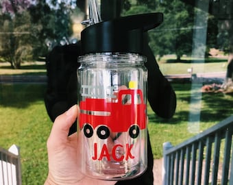 Firetruck Water Bottle / Kids Firetruck Water Bottle / Kids Firetruck Tumbler / Firetruck Cup / Boys Firetruck Cup / Firetruck Tumbler