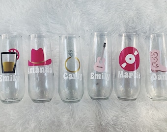 Copas de champán de Nashville / Despedida de soltera de Nashville / Copas de despedida de soltera de Nashville / Despedida de soltera estilo Western / Fiesta Nash Bash
