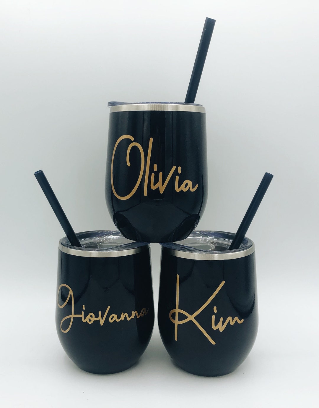 Personalized Wine Tumbler: Stainless Steel, Custom Name Vinyl Decal - Etsy
