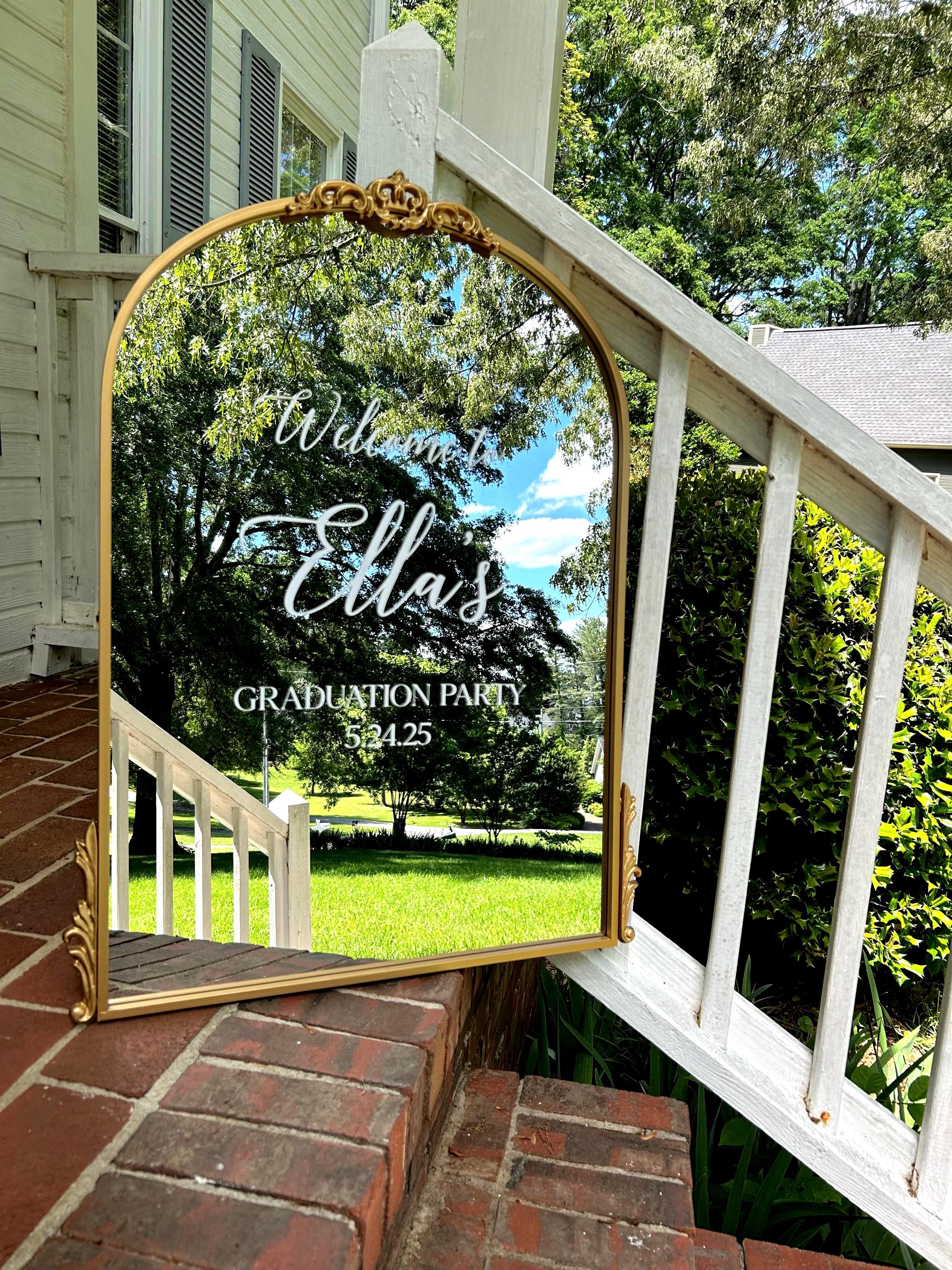 Custom Graduation Party Mirror: Elegant Gold Arch Welcome Sign - Etsy