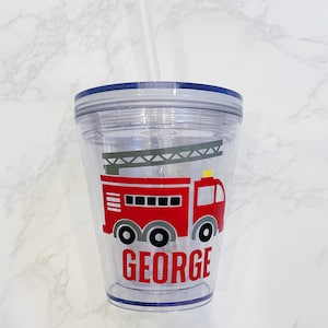 Firetruck Tumbler / Kids Firetruck Tumbler / Firetruck Birthday Party / Firetruck Cup / Firetruck Gift / Fire Engine Tumbler