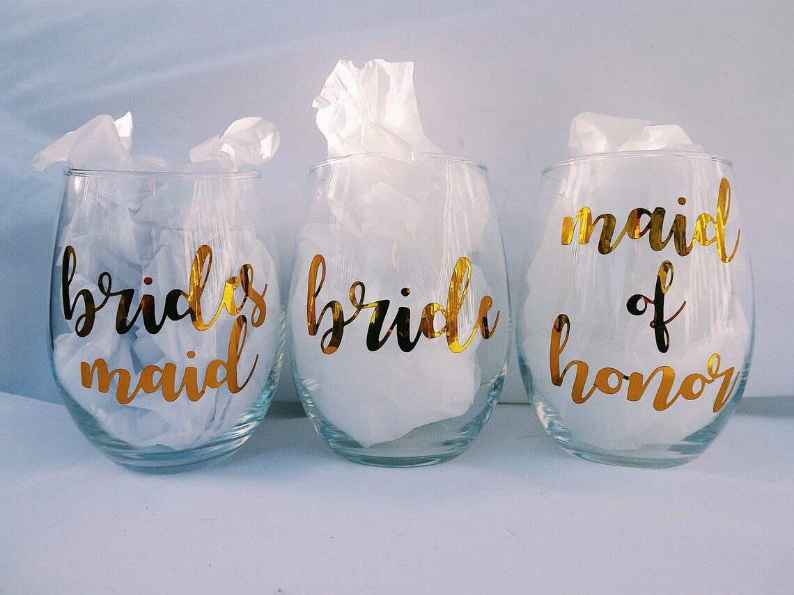 Bridal Party Wine Glass / Bridal Party Wine Glasses / Bride Etsy