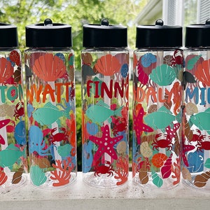 Kids Beach Water Bottle / Kids Beach Trip / Kids Sea Creature Water Bottle / Kids Pool Party Favors / Kids Summer Cup / Summer Water Bottle