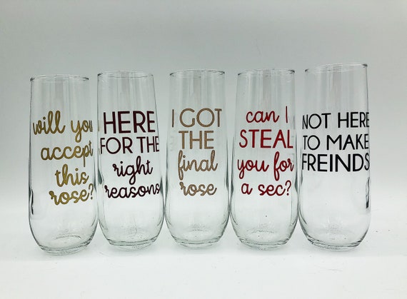 Bachelor Themed Champagne Flutes / Bachelorette Themed Champagne Flutes / The Bachelor Themed Party /The Bachelor Watch Party / The Bachelor